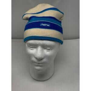 Beanie Hat Steffner Pure New Wool Blue Cream Austria Winter Striped